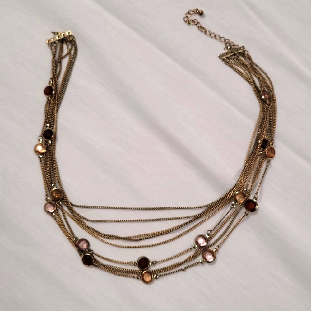 Metal and glass bead necklace
